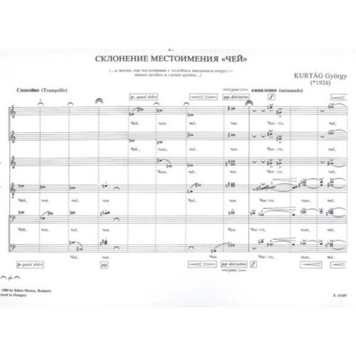 Kurtág György - Omaggio A Luigi Nono - (to poems by A. Achmatova and R. Dalos)
