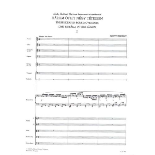 Sz_nyi Erzsébet - Three Ideas In Four Movements - for piano and chamber orchestra