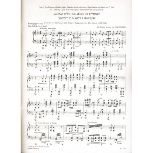 Liszt Ferenc - Szózat Und Ungarischer Hymnus