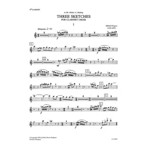 Hidas Frigyes - Three Sketches - for clarinet choir