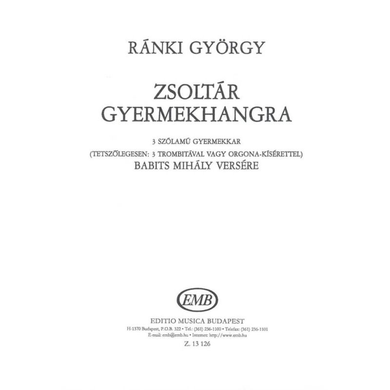 Ránki György - Zsoltár Gyermekhangra