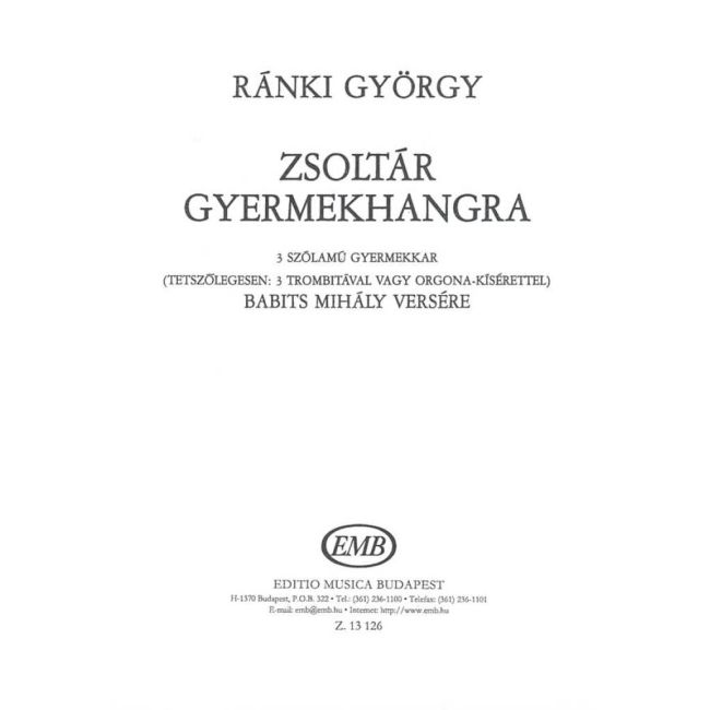 Ránki György - Zsoltár Gyermekhangra