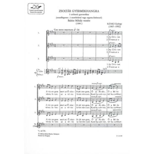 Ránki György - Zsoltár Gyermekhangra