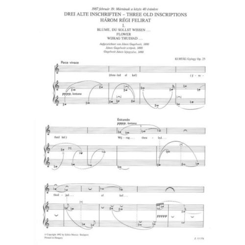Kurtág György - Three Old Inscriptions