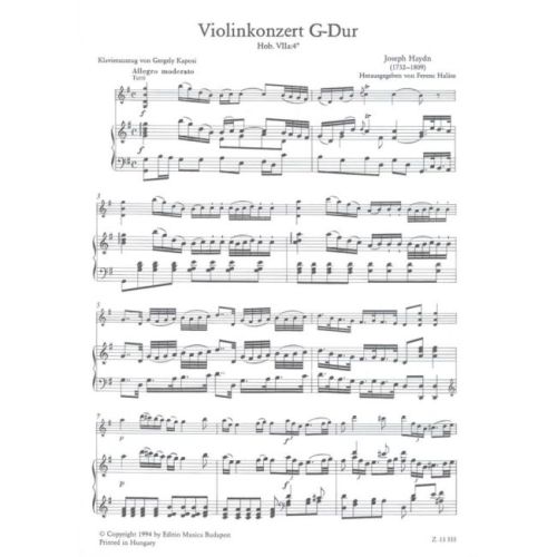 Haydn, Joseph - Violinkoncert G-dur, Hob. Viia:4