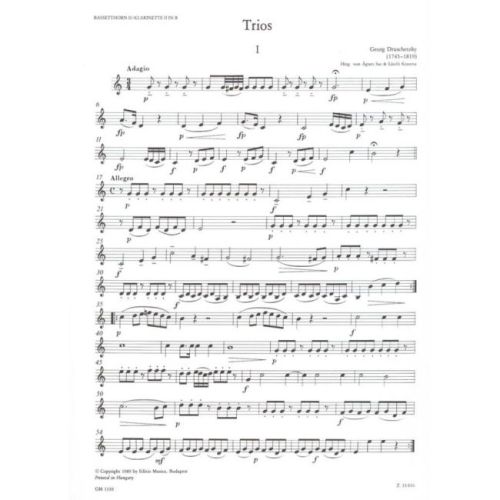 Druschetzky, Georg - Trii Három Basszuskürtre - (három klarinétra v. két B-klarinétra és basszuskürtre, v. fagottra és gordonkár