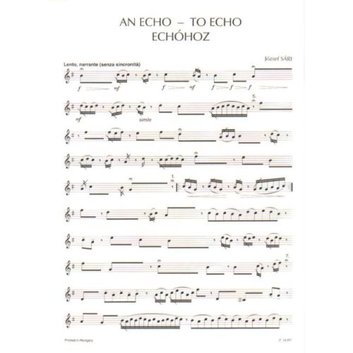 Sári József - To Echo - for a melodic instrument solo or for five to eight (nine) melodic instruments