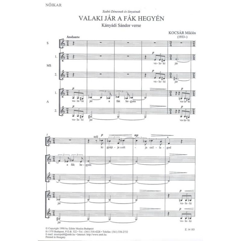 Kocsár Miklós - Valaki Jár A Fák Hegyén