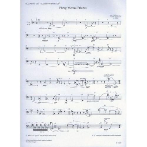Csapó Gyula - Phrag Mental Friezes - for clarinet (and bass clarinet), violin, cello, piano and three woodblocks (one player)