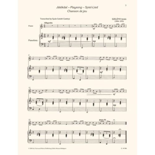 Szelényi István - Twelve Easy Little Pieces For Flute With Piano Accompaniment