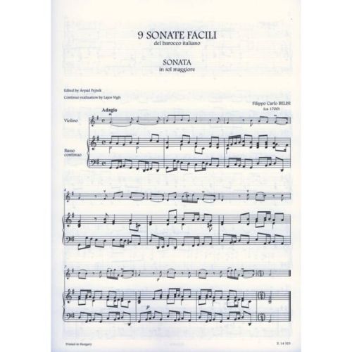 9 Sonate Facili (prima Posizione) Del Barocco Italiano - per violino e basso continuo o violino e violoncello
