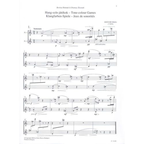 Kocsár Miklós - Tone-colour Games For Two Flutes