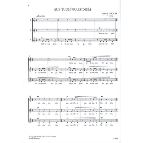 Kocsár Miklós - Marian Songs For Female Choir