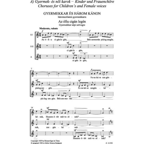 Veress Sándor - Choral Works I - Choruses For Children_s, Female And Male Voices