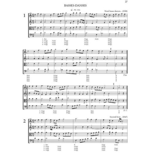 French Renaissance Dances For Four Stringed Instruments - With ornamentation instructions and choreographies