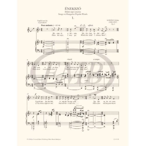 Kodaly, Zoltan: Énekszó (voice and piano)