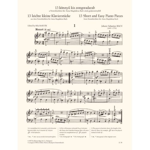Bach, Johann Sebastian - 13 Short Piano Pieces (Anna Magdalena)