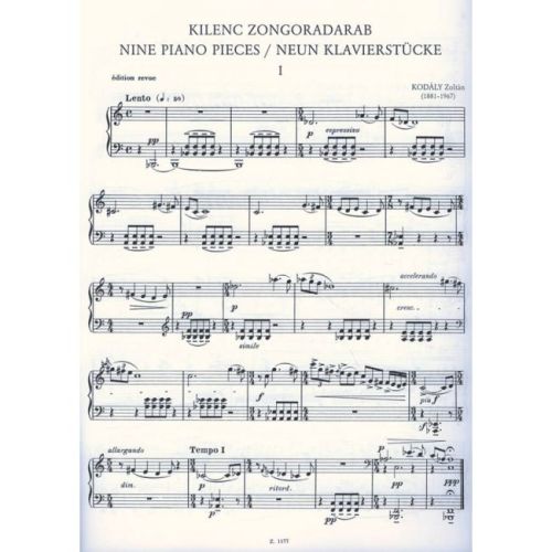 Kodály, Zoltán - Nine Piano Pieces