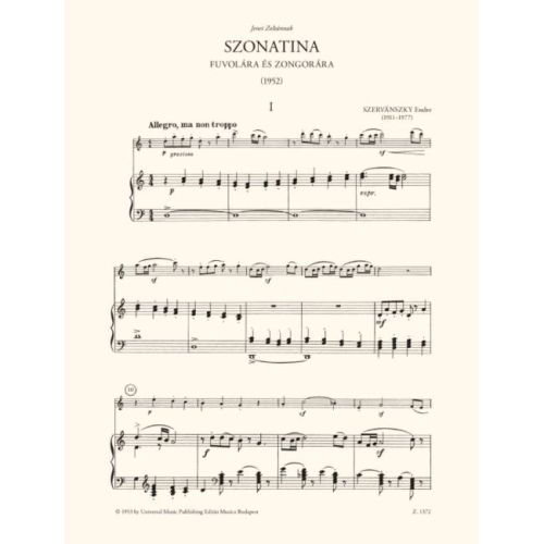 Szervánszky, Endre - Sonatina (flute and piano)