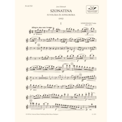 Szervánszky, Endre - Sonatina (flute and piano)