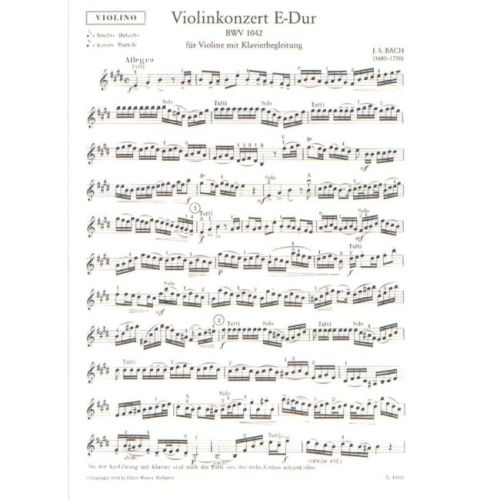 Bach, Johann Sebastian - Violin Concerto No. 2, E major