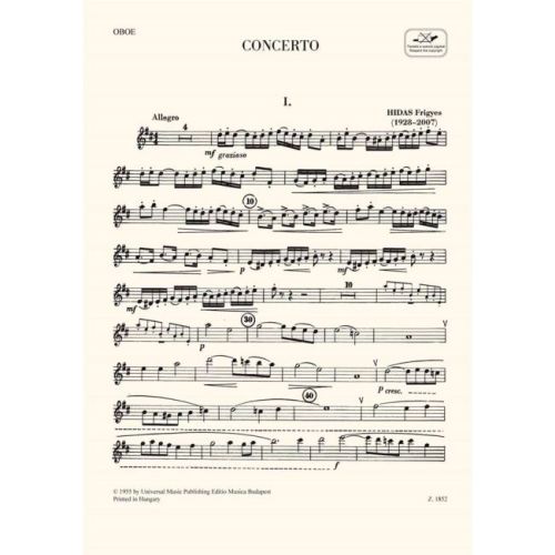 Hidas, Frigyes - Oboe Concerto (oboe & piano)