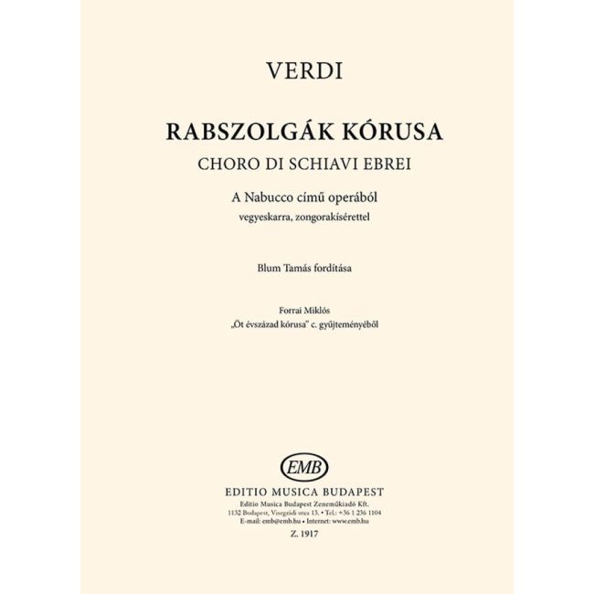 Verdi, Giuseppe - Rabszolgak korusa a Nabucco