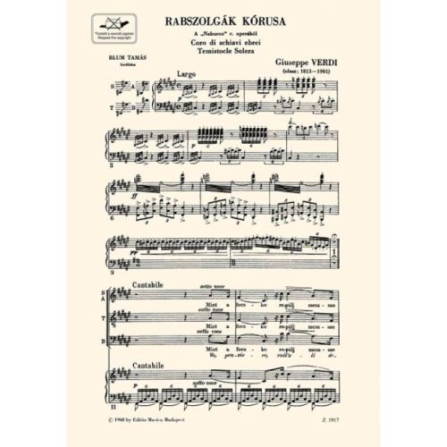 Verdi, Giuseppe - Rabszolgak korusa a Nabucco