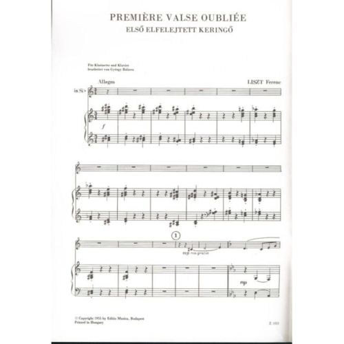 Liszt, Franz - Premiere valse oubliee