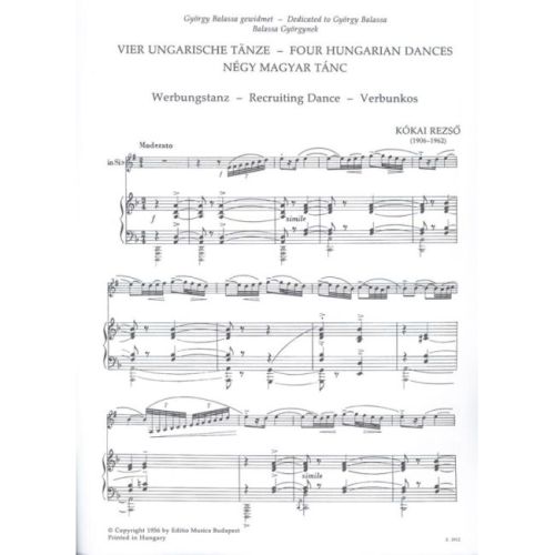 Kókai, Rezsö - Four Hungarian Dances