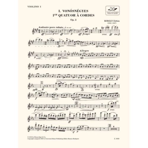 Kodály, Zoltán - String Quartet No.1 Op.2 pts