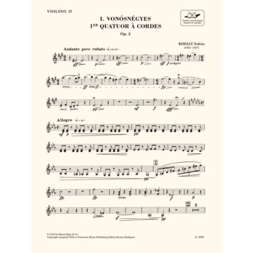 Kodály, Zoltán - String Quartet No.1 Op.2 pts