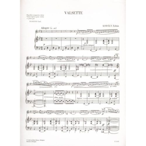 Kodály, Zoltán - Valsette