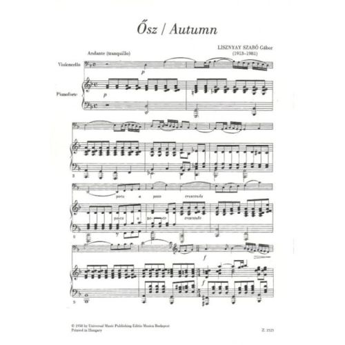 Lisznyay, Gabor - Osz (cello and piano)