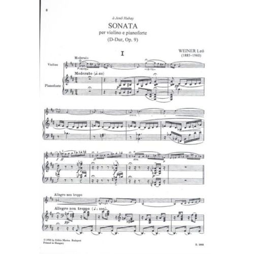 Weiner, Leó - Sonata in D major (violin and piano)