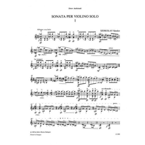 Szokolay, Sándor - Sonata