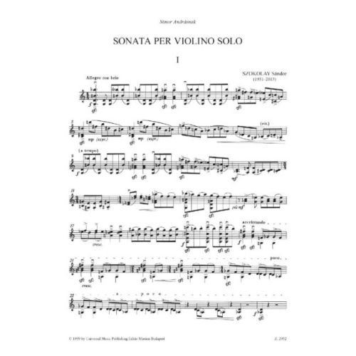 Szokolay, Sándor - Sonata