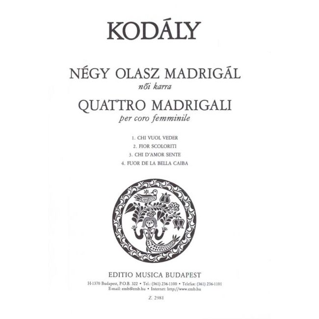 Kodály, Zoltán - Quattro Madrigali (equal voices)