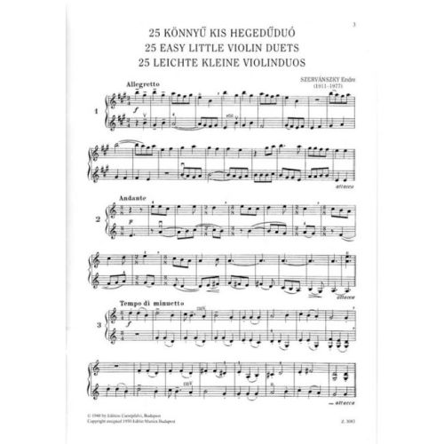 Szervánszky, Endre - 25 Easy Small Duets