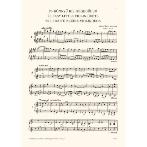 Szervánszky, Endre - 25 Easy Small Duets