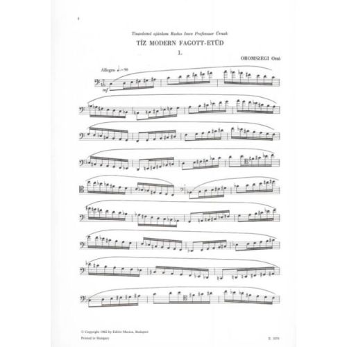 Oromszegi, Ottó - Ten Modern Etudes for bassoon