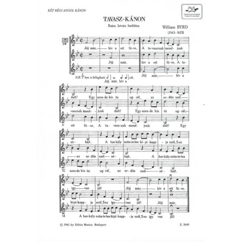 Tavasz-kanon , Tolts a borbol