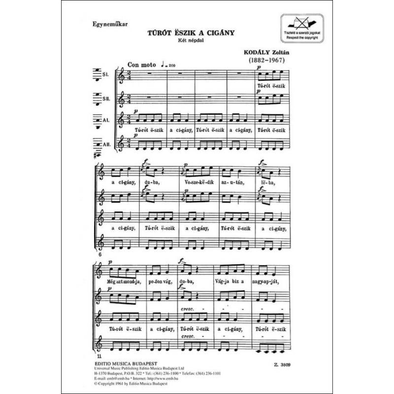 Kodály, Zoltán - Turot eszik a cigany