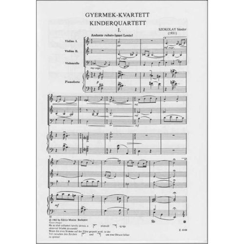 Szokolay, Sándor - Children's Quartet