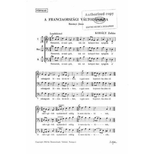 Kodály, Zoltán - To the...