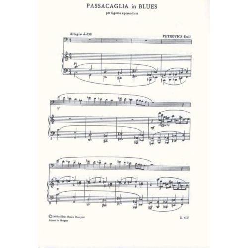 Petrovics, Emil - Passacaglia in Blues (bassoon and piano)