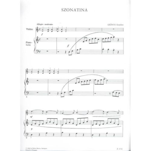 Szönyi, Erzsébet - Sonatina (violin and piano)