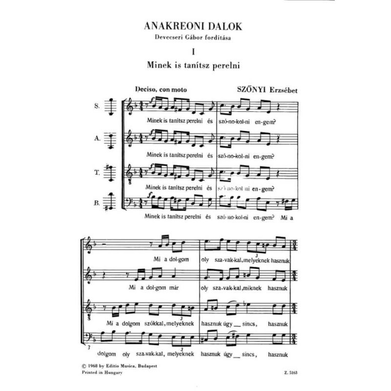 Szönyi, Erzsébet - Anekreoni dalok