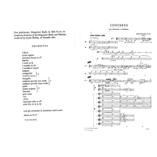 Szervánszky, Endre - Concerto per clarinetto e orchestra