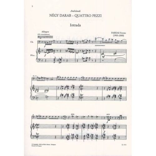 Farkas, Ferenc - Quattro Pezzi (double bass and piano)